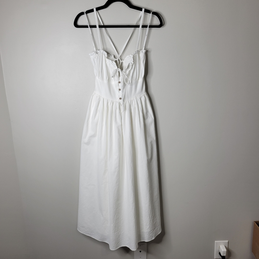 Lulu's White Pleated Ruched Maxi Dress